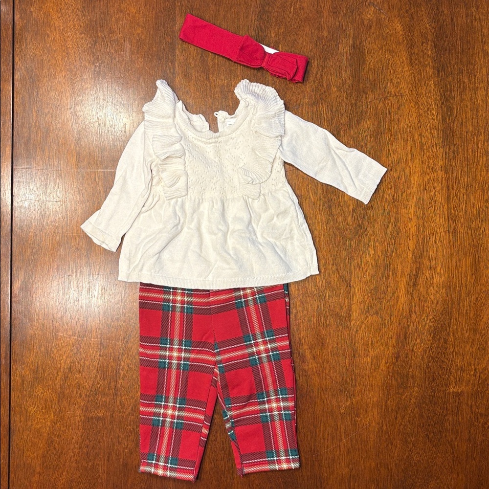 6 Month Girl Christmas Outfit with Headband